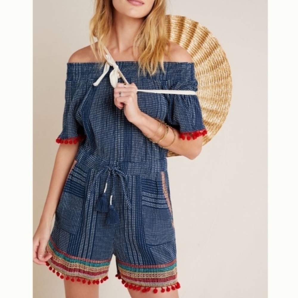 THML Anthropologie Romper Lacey Pommed Pom Pom Size Small Rodeo Stampede Western